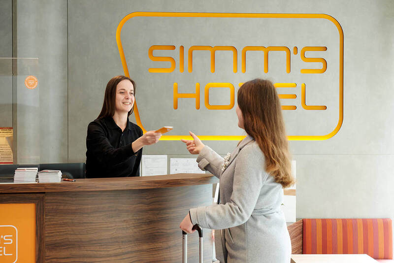 Guest service at Simm's Hotel