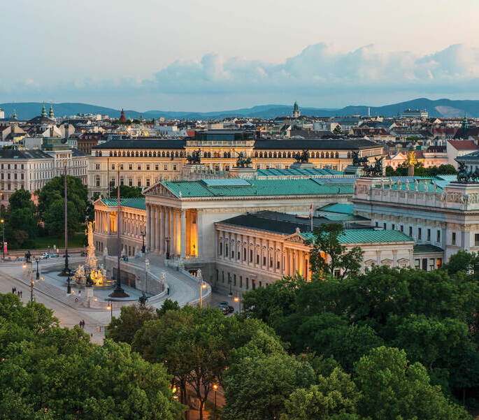 View of the Ringstrasse with Parliament and Palais Epstein